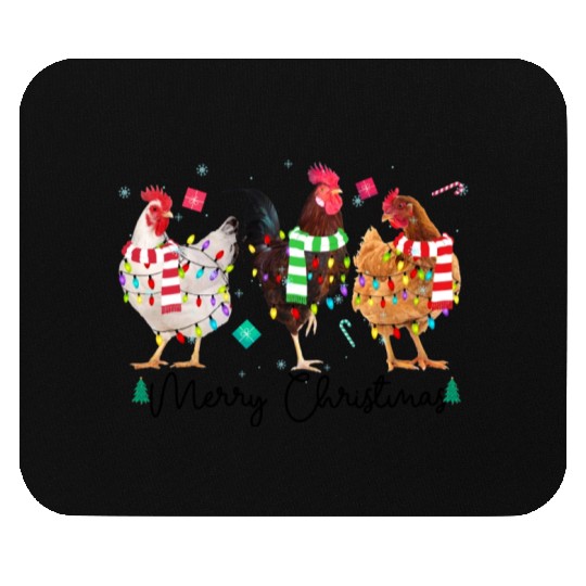 Merry Christmas Funny Chicken With Christmas Light Mouse Pads