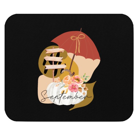 Fall September white pumpkin abstract Mouse Pads