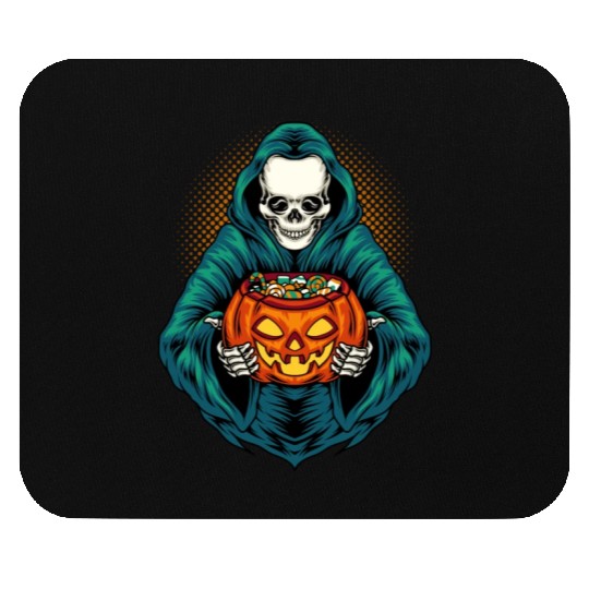 Grim Reaper With Scary Pumpkin - Halloween Mouse Pads