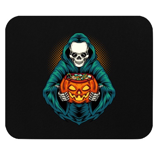 Grim Reaper With Scary Pumpkin - Halloween Mouse Pads