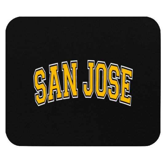 San Jose Varsity Style Amber Text Mouse Pads