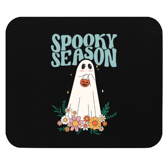 Funny Floral Ghost Halloween Spooky Season Mouse Pads