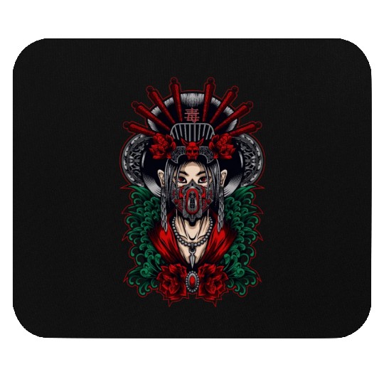 Toxic Geisha Gasmask Woman Warrior Fighter slayer Mouse Pads