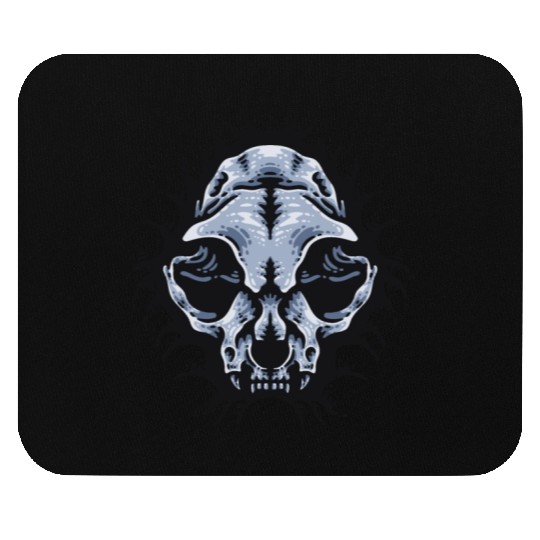 Cat Skull Bursting out gray scale oddities Mouse Pads