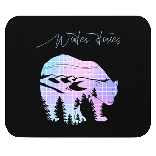 Winter stories Bear Trees Pastel Rainbow Mouse Pads