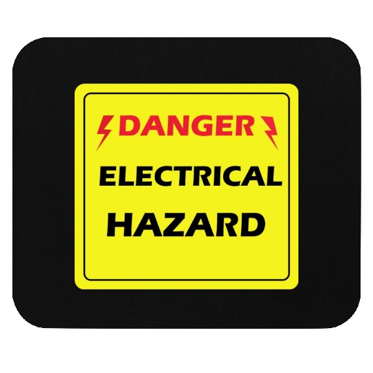 Danger Electrical Hazard Yellow warning Label Mouse Pads