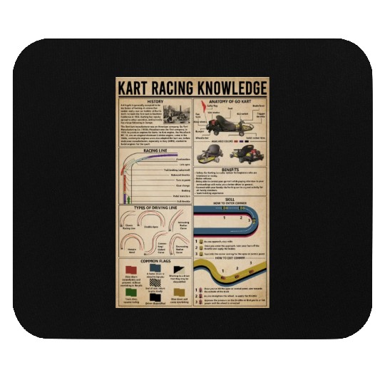 Kart Racing Knowledge Poster, Anatomy Of Go Kart Mouse Pads