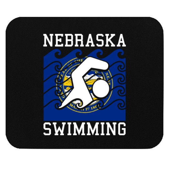 Nebraska Flag Swimming Team Swim Swimmer US State Mouse Pads