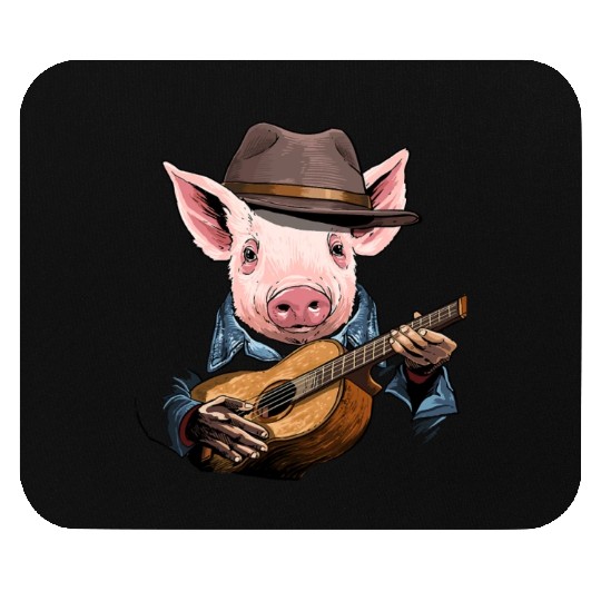 Acoustic Guitar Pig Guitar Player Farm Animal Mouse Pads