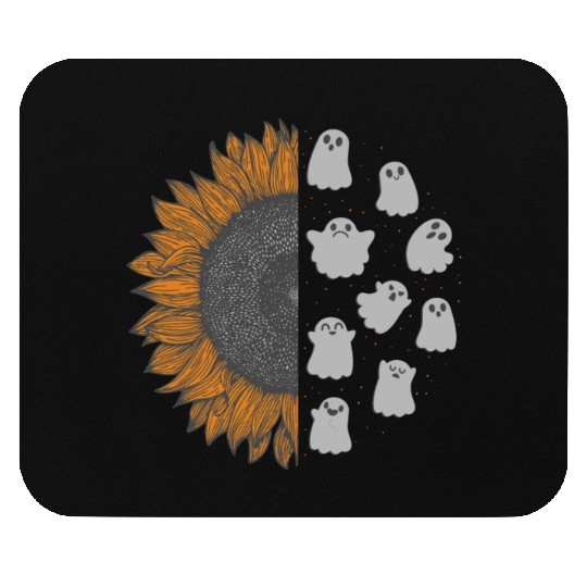Halloween Theme Cute Ghost Sunflower Coffee Lover Mouse Pads