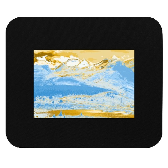 Golden Blue Mountain Lake Mouse Pads