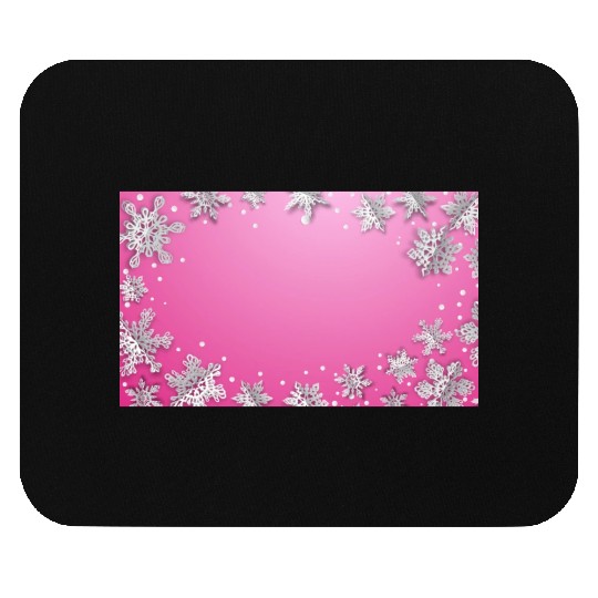 Winter Snowflakes Pink White Mouse Pads