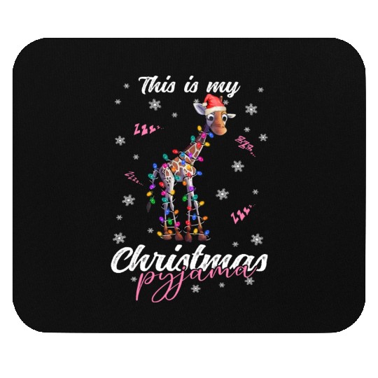 Winter Christmas Pyjama Giraffe Mouse Pads