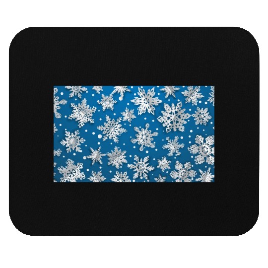 Modern Snowflakes Pattern Blue Mouse Pads