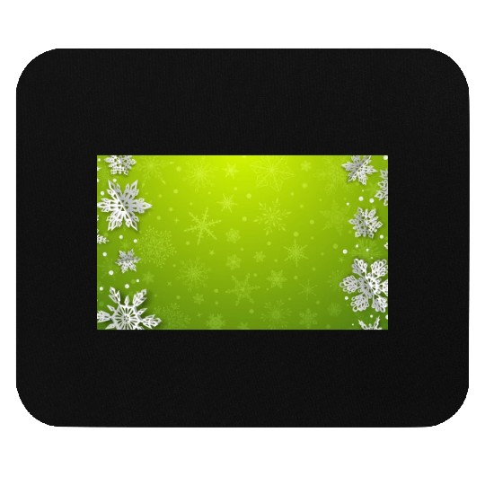 Winter Snowflakes Green Pattern Mouse Pads