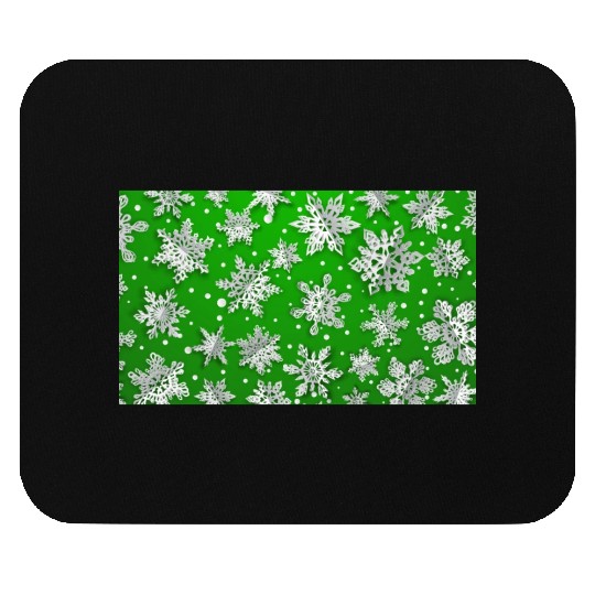 Modern Snowflakes Pattern Green Mouse Pads