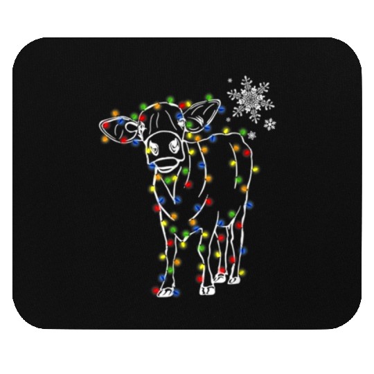 Cow Christmas Light Tree Cow Xmas Snow Lover Mouse Pads