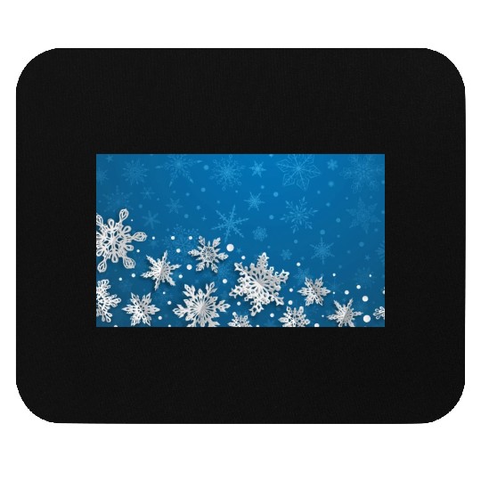 Modern Blue Snowflakes Pattern Mouse Pads