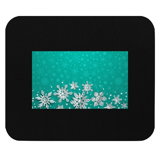 Teal Snowflakes Pattern Mouse Pads