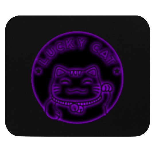 Purple neon lucky cat Mouse Pads