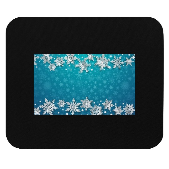 Elegant Teal Winter Snowflakes Pattern Mouse Pads