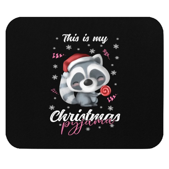 Winter Christmas Pyjama Raccoon Mouse Pads