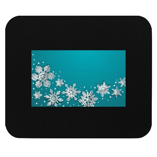 Christmas Snowflakes Teal Winter Mouse Pads