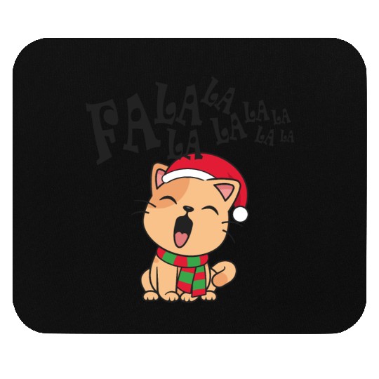 Cute Christmas Cat Singing Fa la la la Song Mouse Pads