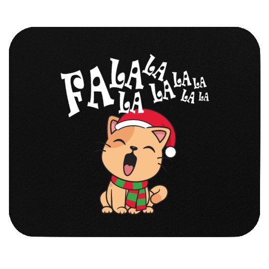 Cute Christmas Cat Singing Fa la la la Song Mouse Pads