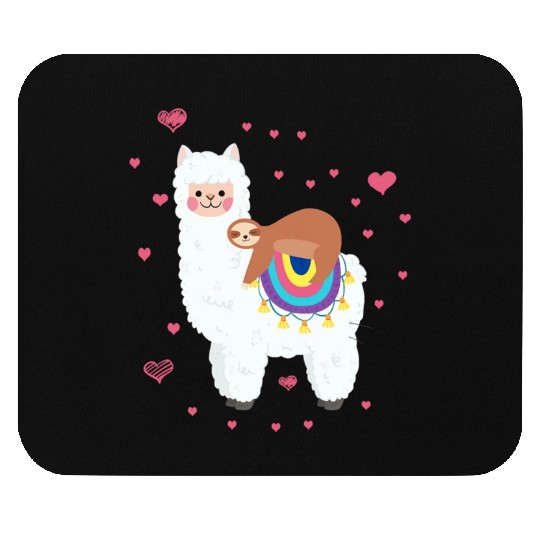 Cute Llama Sloth Best Friends Happy Mouse Pads