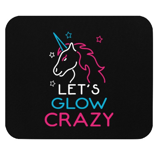 Retro Neon Unicorn Dabbing Let's Glow Crazy 80s Pa Mouse Pads