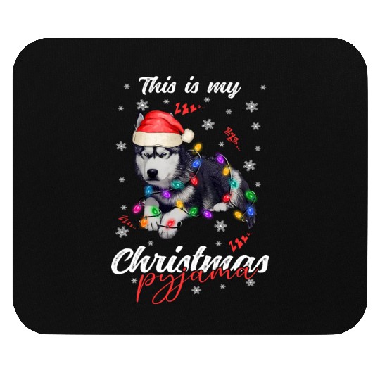 Winter Christmas Pyjama Husky Mouse Pads