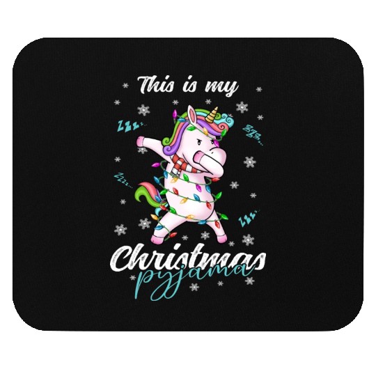 Winter Christmas Pyjama Unicorn Mouse Pads
