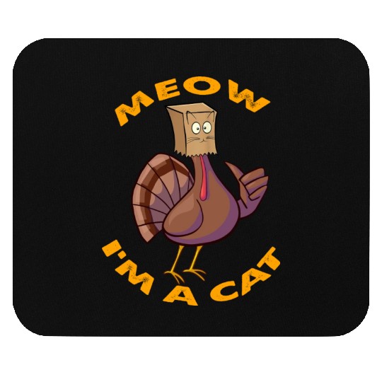 Thanksgiving Funny Turkey Fake Cat Retro Women Men Mouse Pads