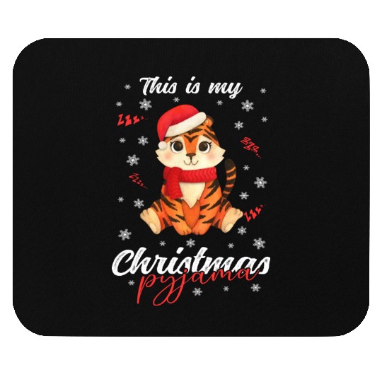 Winter Christmas Pyjama Tiger Mouse Pads