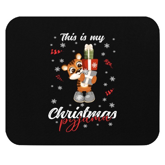 Winter Christmas Pyjama Tiger Mouse Pads