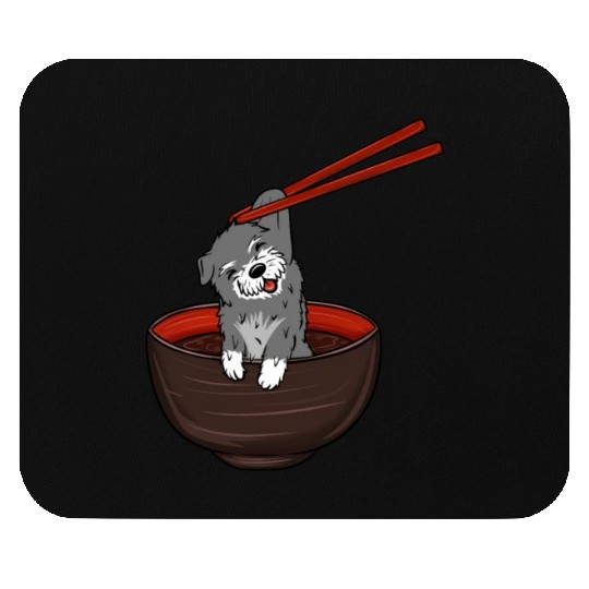 Schnauzer Dipping Noodles Mouse Pads