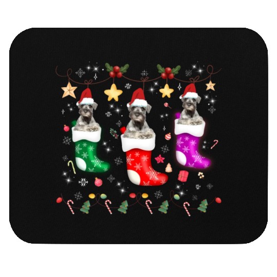 Miniature Schnauzer Christmas Lights Funny Xmas Mouse Pads
