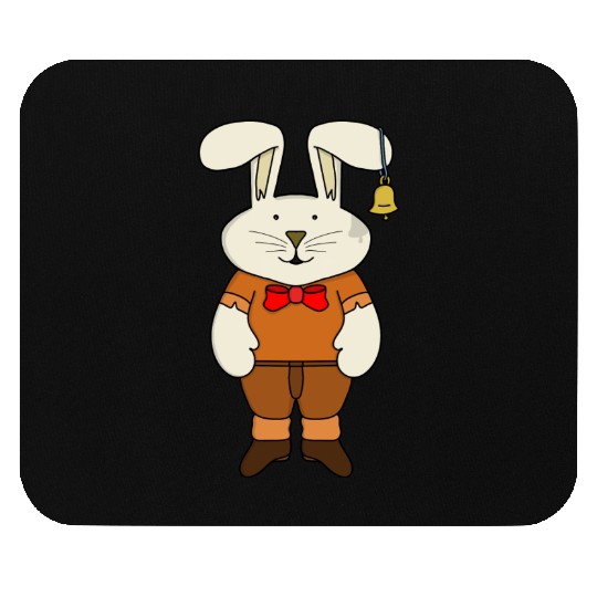 Bunny with a bell in his ear Mouse Pads