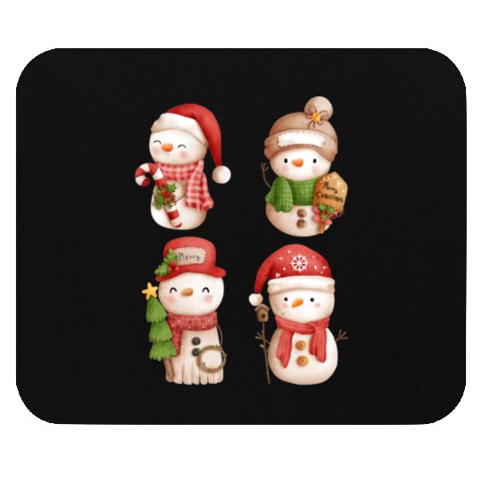 Snowmen in christmas mode happy holidays Mouse Pads