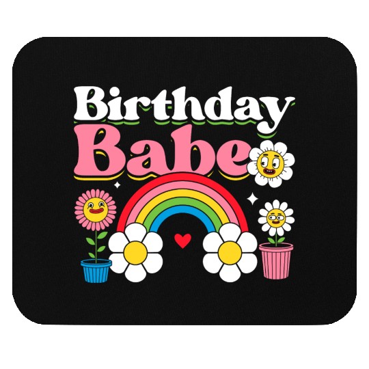 Pastel Daisy Rainbow Birthday Girl Mouse Pads