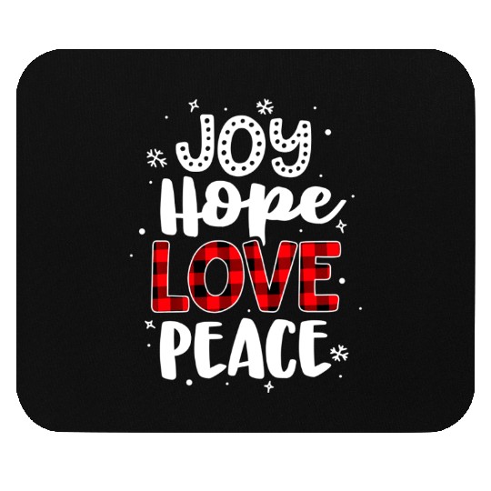 Joy Hope Love Peace Red Buffalo Plaid Christmas Mouse Pads