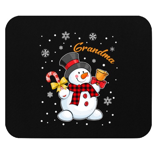 Grandma Snowman Candy Cane Christmas Red Plaid Mouse Pads