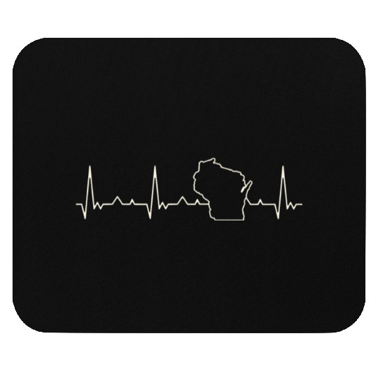 Wisconsin State USA. Heart. Love. EKG. Pulse. Mouse Pads