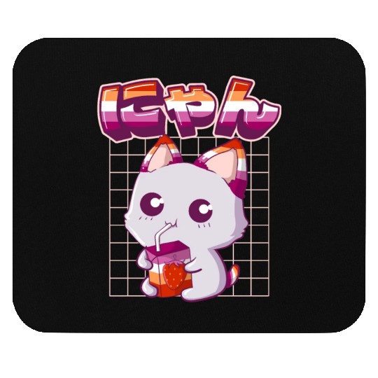 Lesbian Pride Gay Kawaii Cat Strawberry Milk Lesbi Mouse Pads