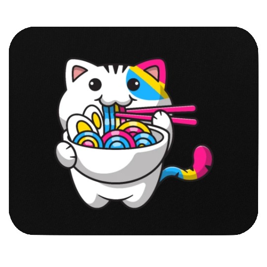 Pansexual Pride Kawaii Cat Ramen Noodles Pansexual Mouse Pads