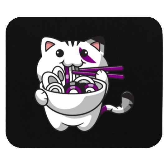 Asexual Pride Kawaii Cat Ramen Noodles Asexual Fla Mouse Pads