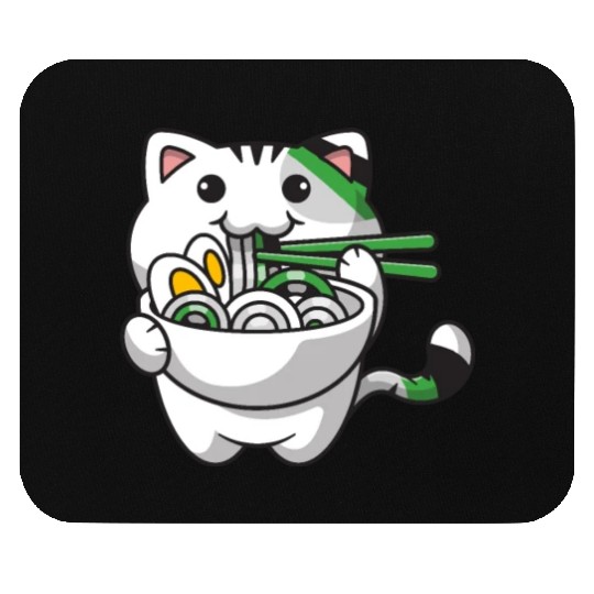 Demiromantic Pride Kawaii Cat Ramen Noodles Mouse Pads
