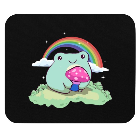 Bisexual Pride Bi Kawaii Frog Mushroom Cottagecore Mouse Pads