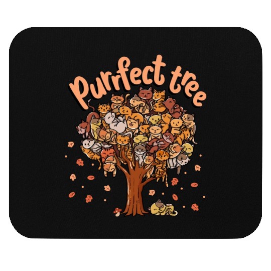 Purrfect Tree Kittens Family Of Cats Fall Season Mouse Pads